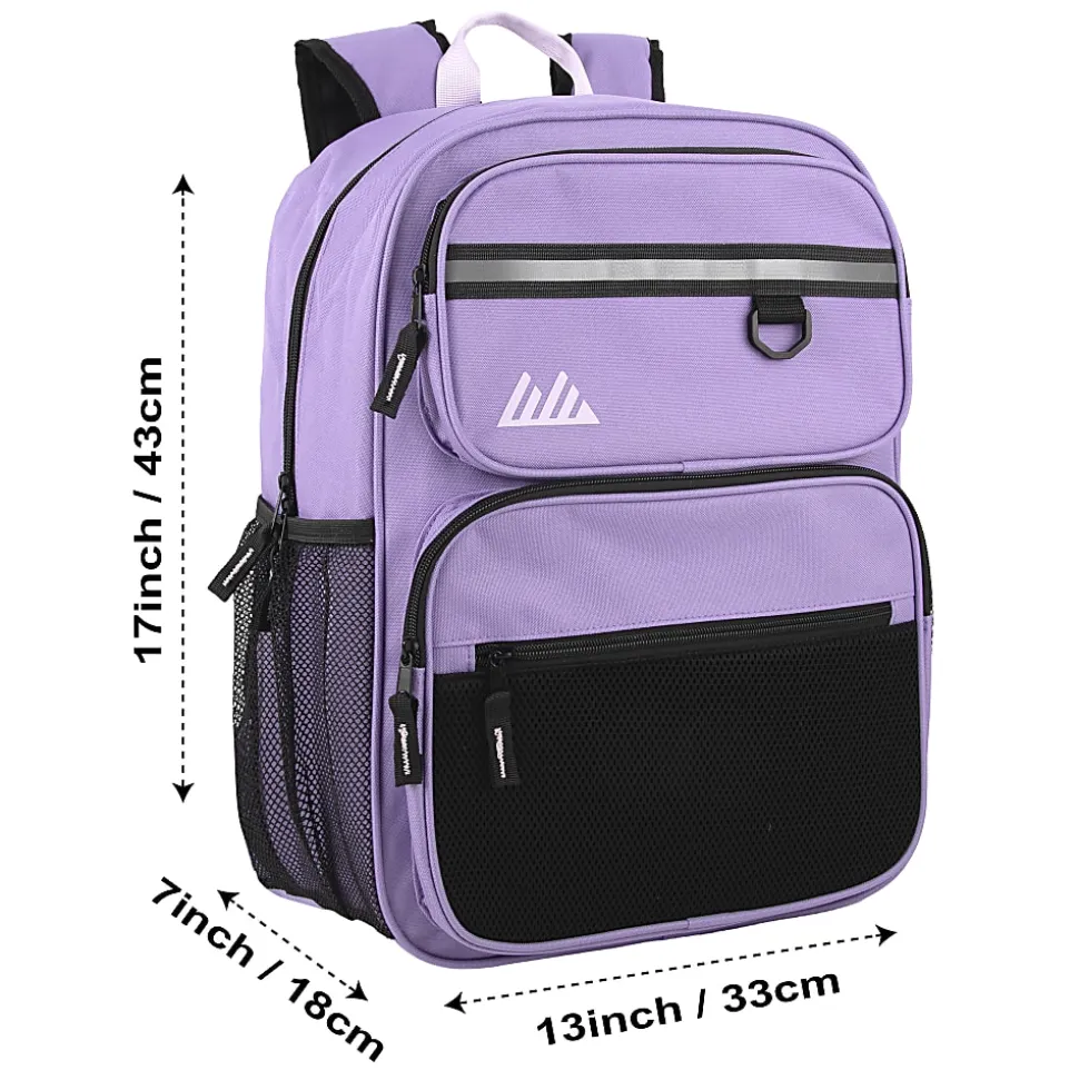 Summit Ridge Reflective Backpacks, Pink/Purple/Light Blue/Teal, Pack Of 24 Backpacks