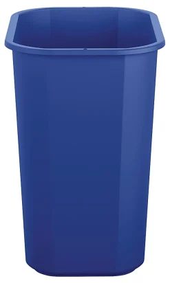 Suncast Commercial Desk-Side Resin Trash Cans With Recycle Label, 3 Gallons, Blue, Set Of 12 Cans