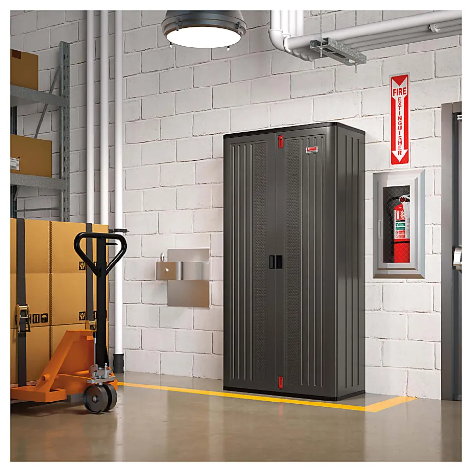 Suncast Commercial Mega Tall Storage Cabinet, 4 Shelves, Gray