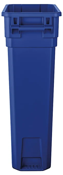 Suncast Commercial Narrow Rectangular Resin Trash Can, With Handles, 23 Gallons, 30"H x 11"W x 22"D, Blue Recycle