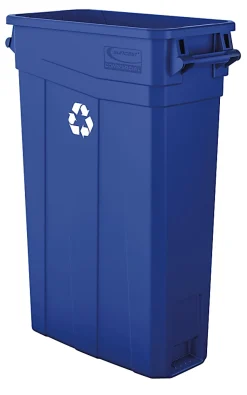 Suncast Commercial Narrow Rectangular Resin Trash Can, With Handles, 23 Gallons, 30