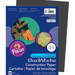 SunWorks® Construction Paper, 9" x 12", Black, Pack Of 50