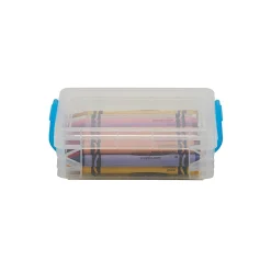 Super Stacker Crayon Box, Clear with Blue Handles
