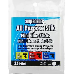 SureBonder All Purpose Mini Glue Sticks - 25 / Pack - Clear
