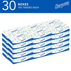 Surpass® 2-Ply Facial Tissue, Unscented, 100 Tissues Per Box, Case of 30 Boxes