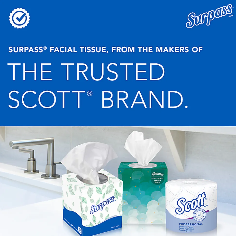 Surpass® 2-Ply Facial Tissue, Unscented, 100 Tissues Per Box, Case of 30 Boxes