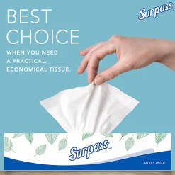 Surpass® 2-Ply Facial Tissue, Unscented, 100 Tissues Per Box, Case of 30 Boxes