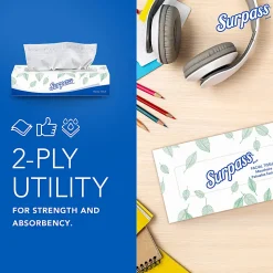 Surpass® 2-Ply Facial Tissue, Unscented, 100 Tissues Per Box, Case of 30 Boxes