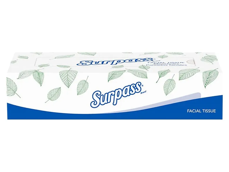 Surpass® 2-Ply Facial Tissue, Unscented, 100 Tissues Per Box, Case of 30 Boxes