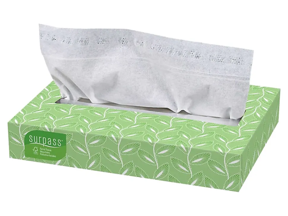 Surpass® 2-Ply Facial Tissue, Unscented, 100 Tissues Per Box, Case of 30 Boxes
