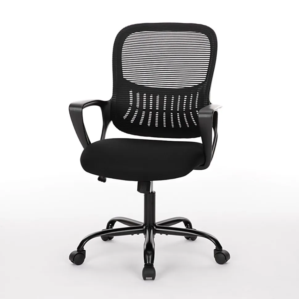 Sweetcrispy Ergonomic Mesh Mid-Back Task Chair, Black