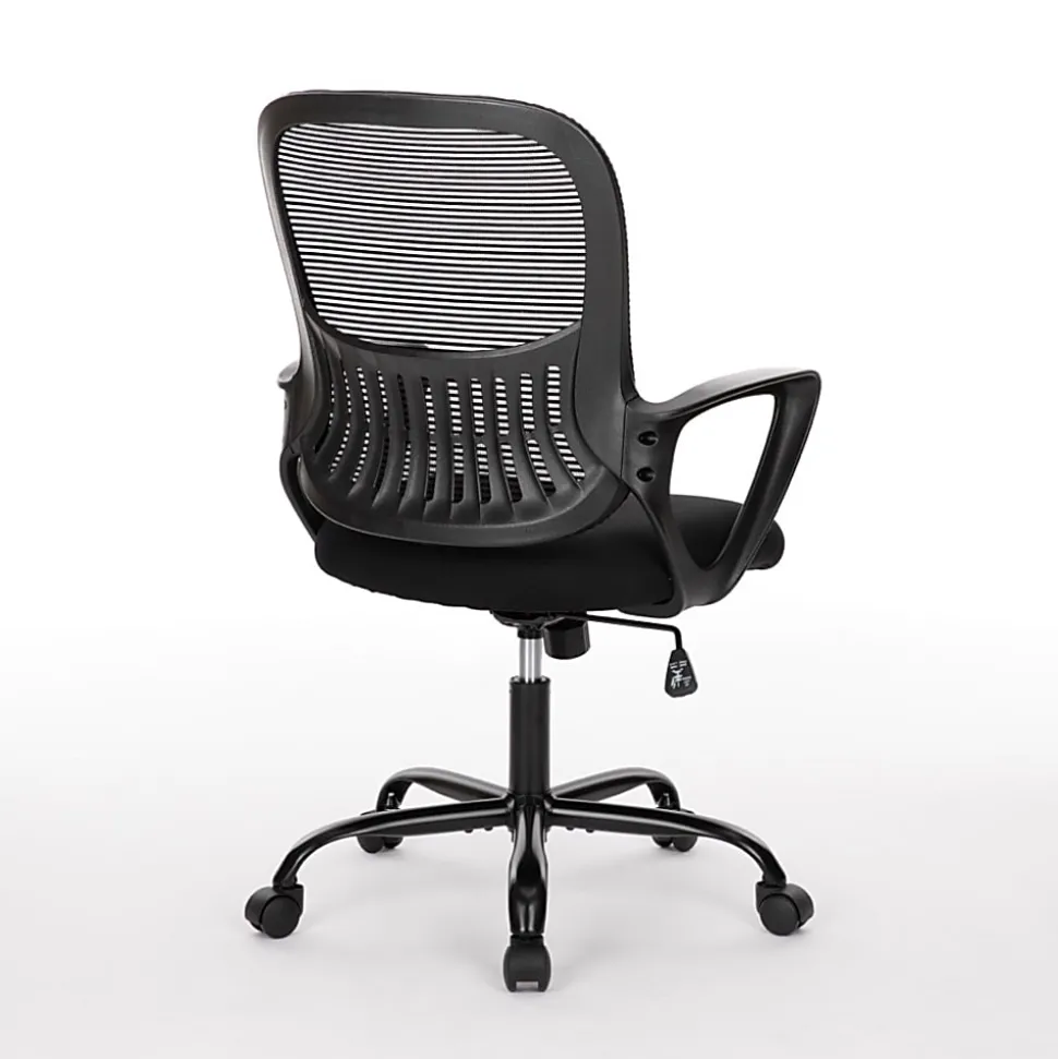 Sweetcrispy Ergonomic Mesh Mid-Back Task Chair, Black
