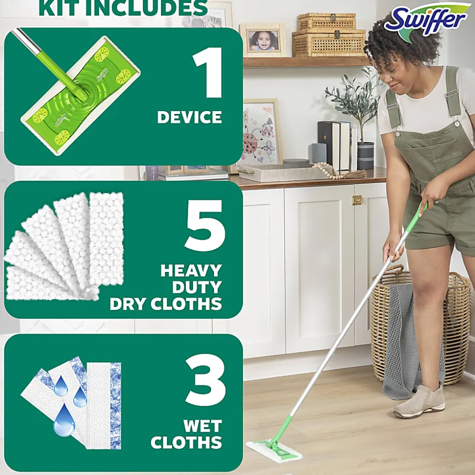 Swiffer Sweep And Mop 2-in-1 Dry + Wet Floor Mopping And Sweeping Kit, 23-1/16" x 5"