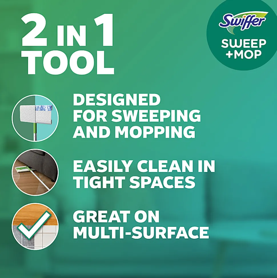Swiffer Sweep And Mop 2-in-1 Dry + Wet Floor Mopping And Sweeping Kit, 23-1/16" x 5"