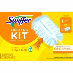 Swiffer Unscented Duster Kit - 5 pieces/Kit - 6 / Carton - Fiber - Blue, Yellow