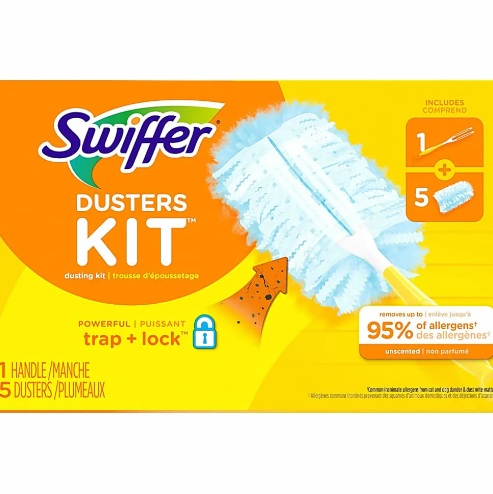Swiffer Unscented Duster Kit - 5 pieces/Kit - 6 / Carton - Fiber - Blue, Yellow