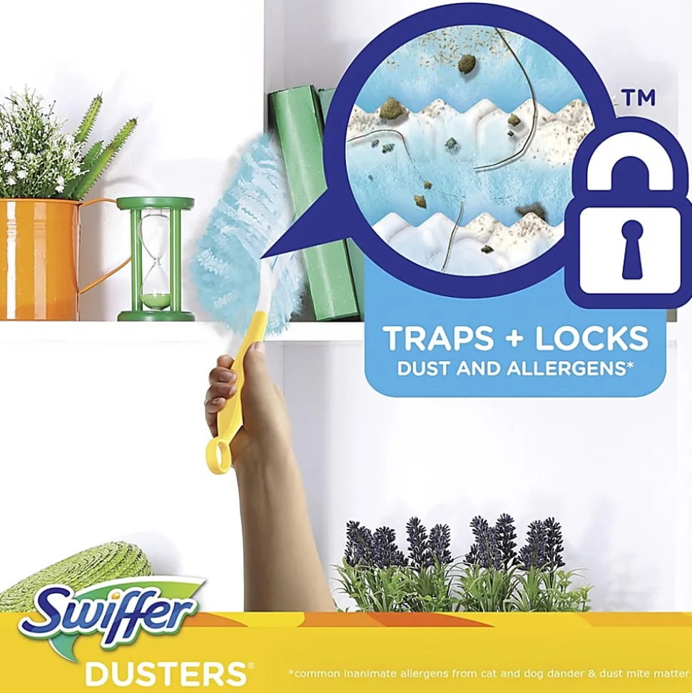 Swiffer Unscented Duster Kit - 5 pieces/Kit - 6 / Carton - Fiber - Blue, Yellow