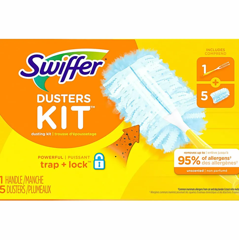 Swiffer Unscented Duster Kit - 5 pieces/Kit - 6 / Carton - Fiber - Blue, Yellow