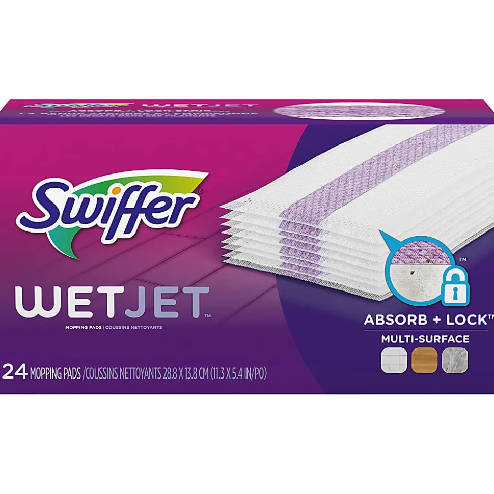 Swiffer® WetJet System Refill Cloths, 14" x 3", 24 Cloths Per Pack, Box Of 4 Packs