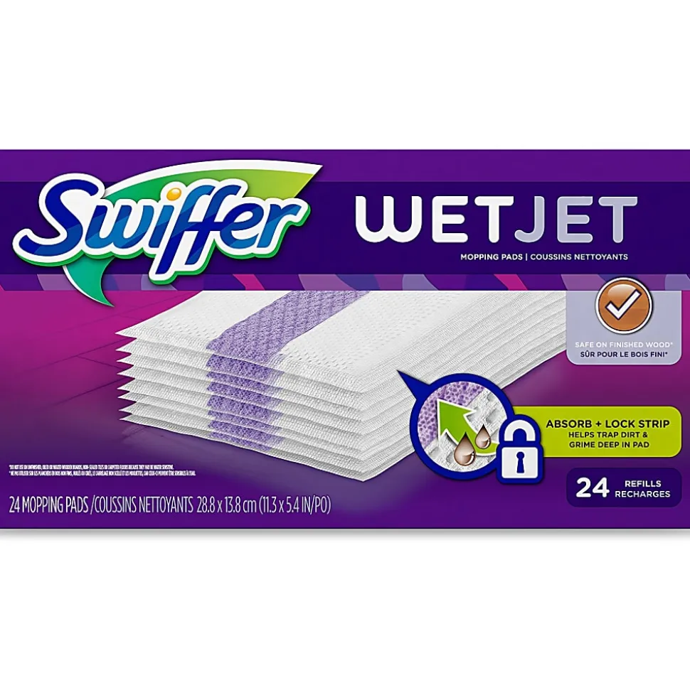 Swiffer® WetJet System Refill Cloths, 14" x 3", 24 Cloths Per Pack, Box Of 4 Packs
