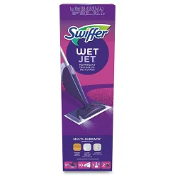 Swiffer® WetJet® WetJet Mop Starter Kit with 10 Pads and 1 Cleaner, 11.3 x 5.4 Head, Silver Handle