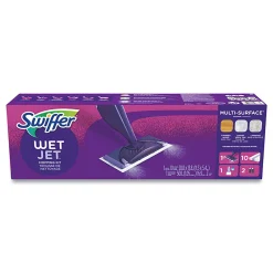 Swiffer® WetJet® WetJet Mop Starter Kit with 10 Pads and 1 Cleaner, 11.3 x 5.4 Head, Silver Handle