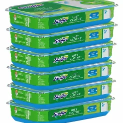 Swiffer® Wet Refill Cloths, 8 x 10, Fresh Scent, White, 12/Box, 6 Boxes/Carton