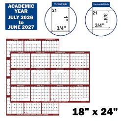 2026-2027 SwiftGlimpse Academic Monthly Wall Calendar, 18" x 24", Maroon/White, July To June, Total Qty 1