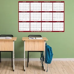 2026-2027 SwiftGlimpse Academic Monthly Wall Calendar, 18" x 24", Maroon/White, July To June, Total Qty 1