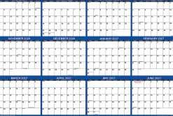2026-2027 SwiftGlimpse Academic Monthly Wall Calendar, 32” x 48", Navy/White, July To June, Total Qty 1