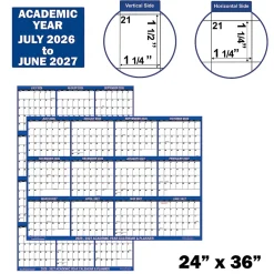 2026-2027 SwiftGlimpse Academic Monthly Wall Calendar, 36” x 24