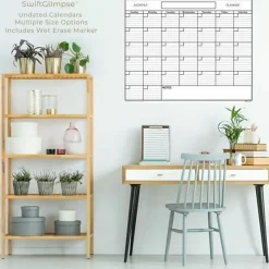 SwiftGlimpse Erasable Monthly Wall Planner, 24” x 36”, Black/White, Undated