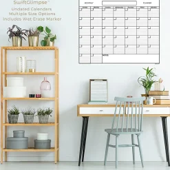 SwiftGlimpse Erasable Monthly Wall Planner, 24” x 36”, Black/White, Undated