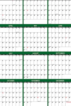 2026 SwiftGlimpse Yearly Reversible Erasable Wall Calendar, 32" x 48", White/Green, January To December