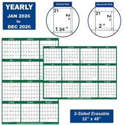 2026 SwiftGlimpse Yearly Reversible Erasable Wall Calendar, 32