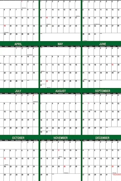 2026 SwiftGlimpse Yearly Reversible Erasable Wall Calendar, 24" x 36", White/Green, January To December