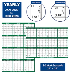 2026 SwiftGlimpse Yearly Reversible Erasable Wall Calendar, 24