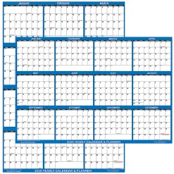 2026 SwiftGlimpse Yearly Reversible Erasable Wall Calendar, 24" x 36", White/Navy, January To December