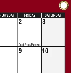 2026 SwiftGlimpse Yearly Reversible Erasable Wall Calendar, 24" x 36", White/Maroon, January To December