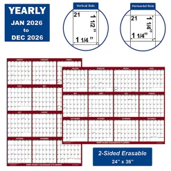 2026 SwiftGlimpse Yearly Reversible Erasable Wall Calendar, 24