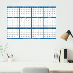 2026 SwiftGlimpse Yearly Reversible Erasable Wall Calendar, 32" x 48", White/Navy, January To December