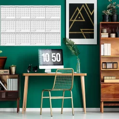 SwiftGlimpse Yearly Wall Calendar Planner, 36” x 48”, Black/White, Undated