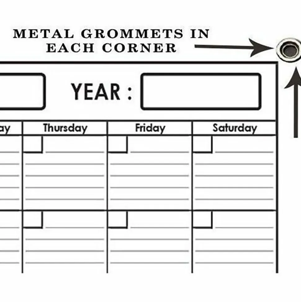 SwiftGlimpse Yearly Wall Calendar Planner, 36” x 48”, Black/White, Undated