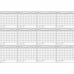 SwiftGlimpse Yearly Wall Calendar Planner, 36” x 48”, Black/White, Undated