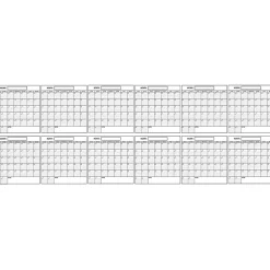 SwiftGlimpse Yearly Wall Planner, 36” x 100”, Black/White, Undated