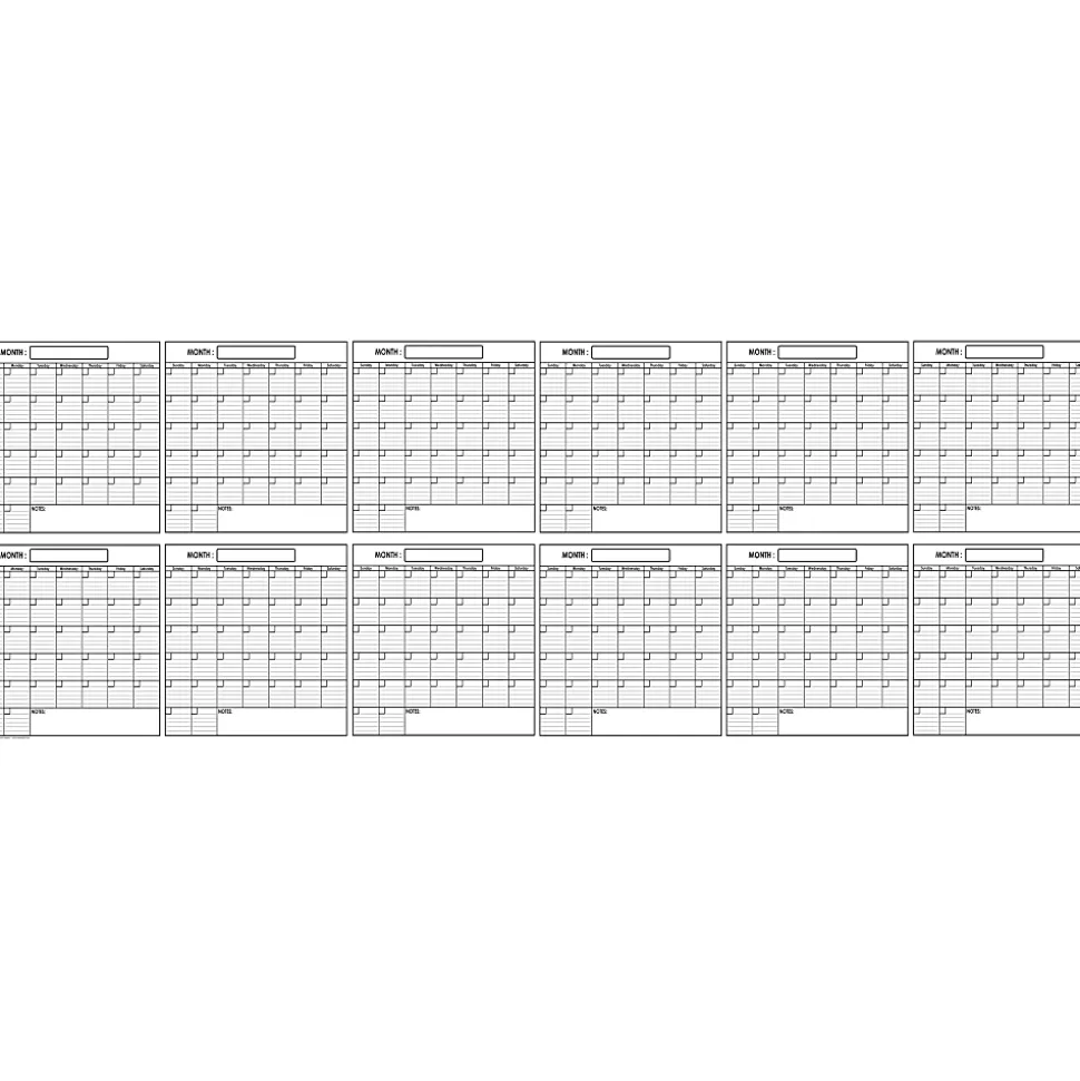 SwiftGlimpse Yearly Wall Planner, 36” x 100”, Black/White, Undated