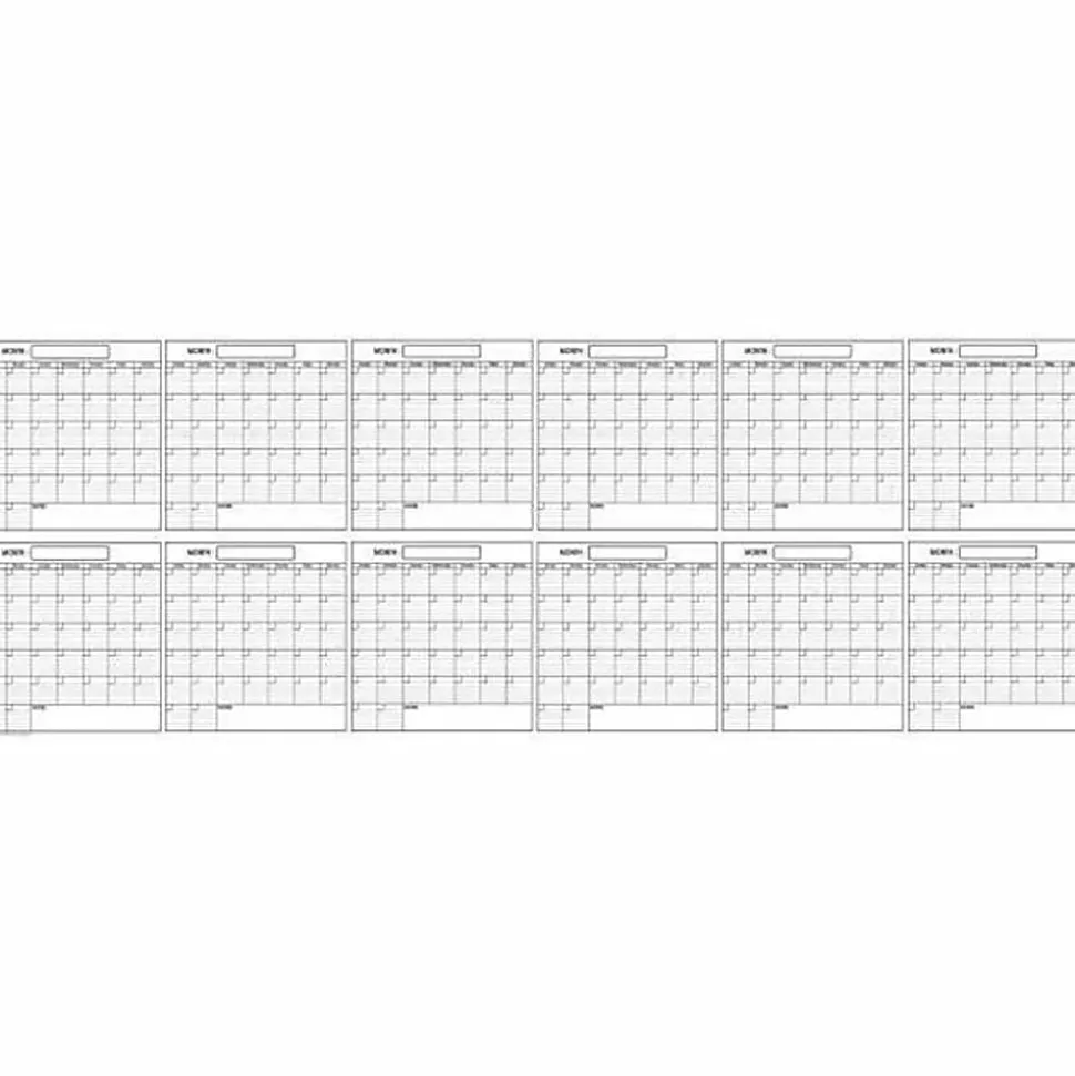 SwiftGlimpse Yearly Wall Planner, 36” x 100”, Black/White, Undated