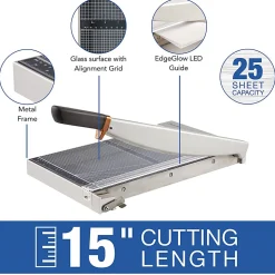 Swingline® ClassicCut Guillotine Trimmer With EdgeGlow, 25”H x 14-1/8”W x 4-5/8”D, Silver