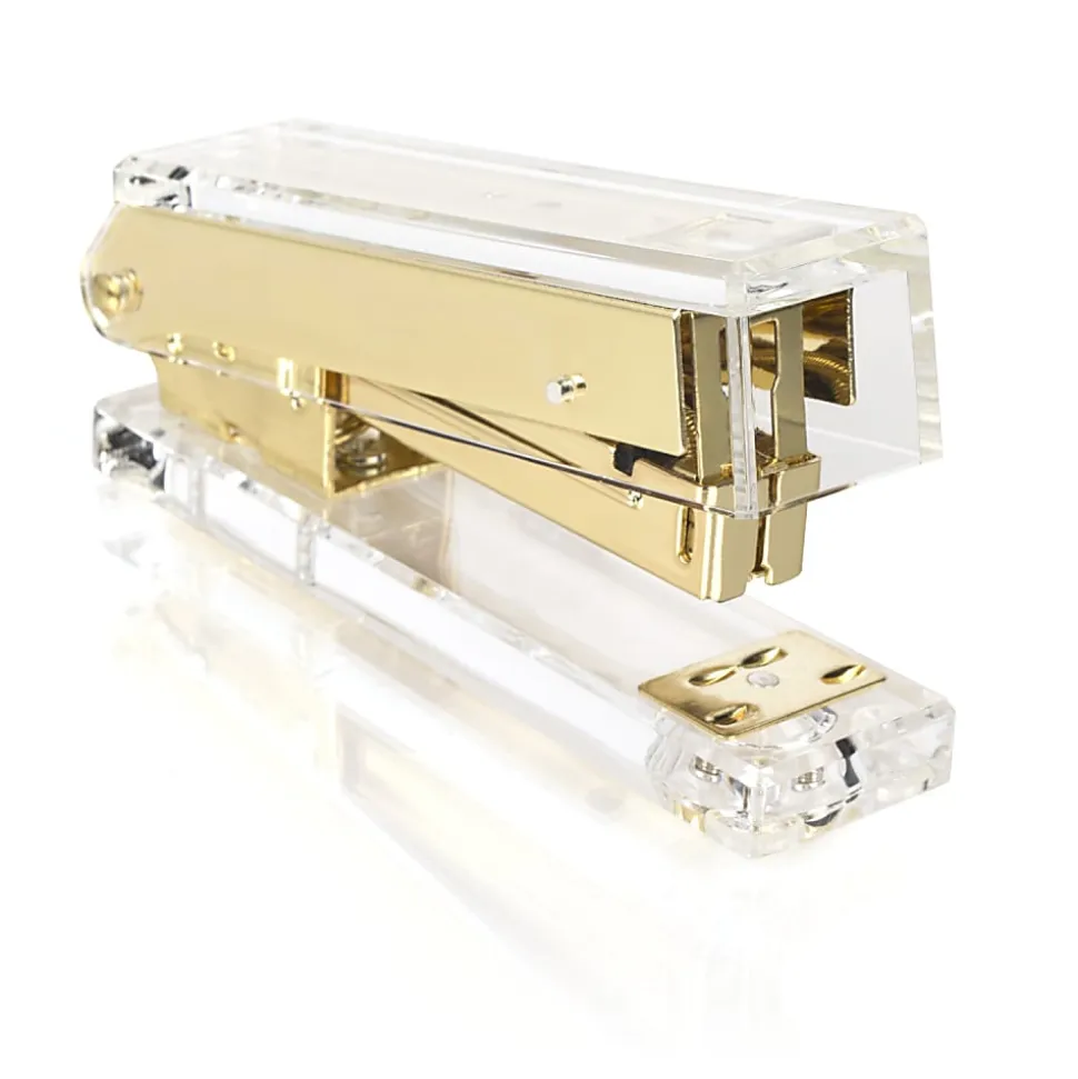 Swingline® Compact Acrylic Stapler, 20 Sheets, Half Strip, Clear/Gold