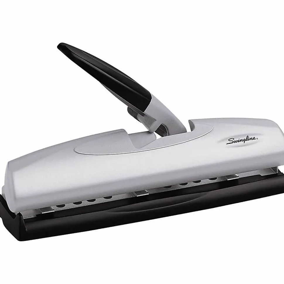 Swingline® LightTouch® High-Capacity Paper Punch, Black/Silver